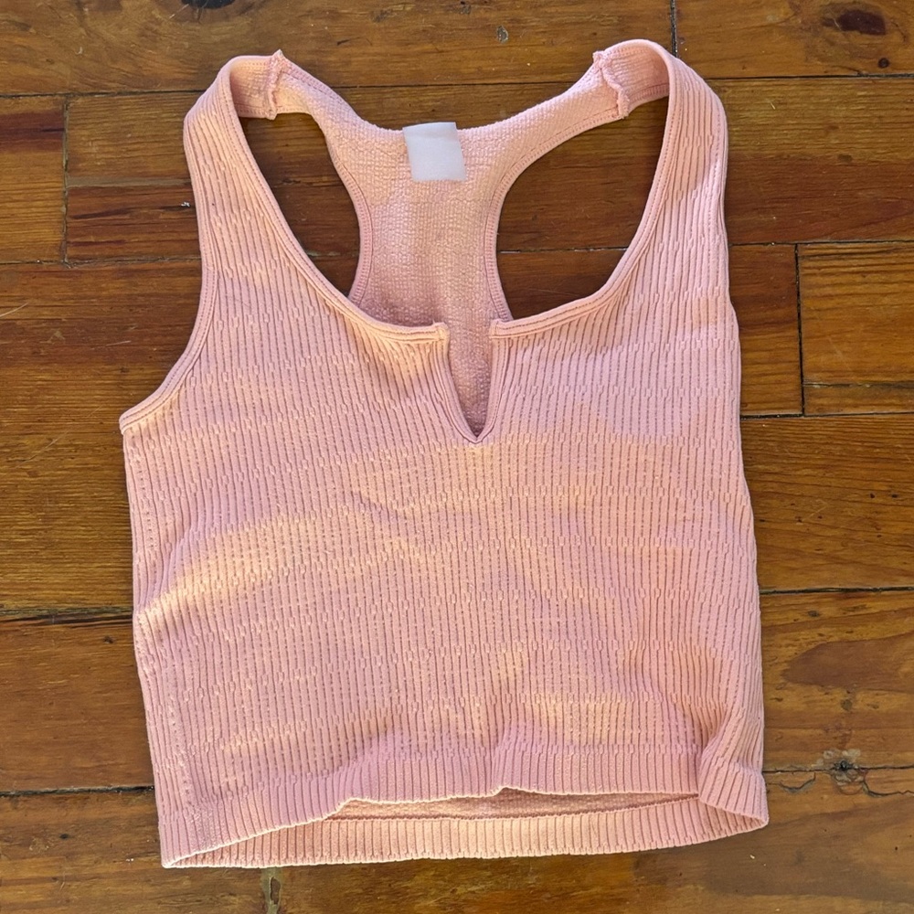 DYNAMIC Coral Cropped Racerback Tank Top